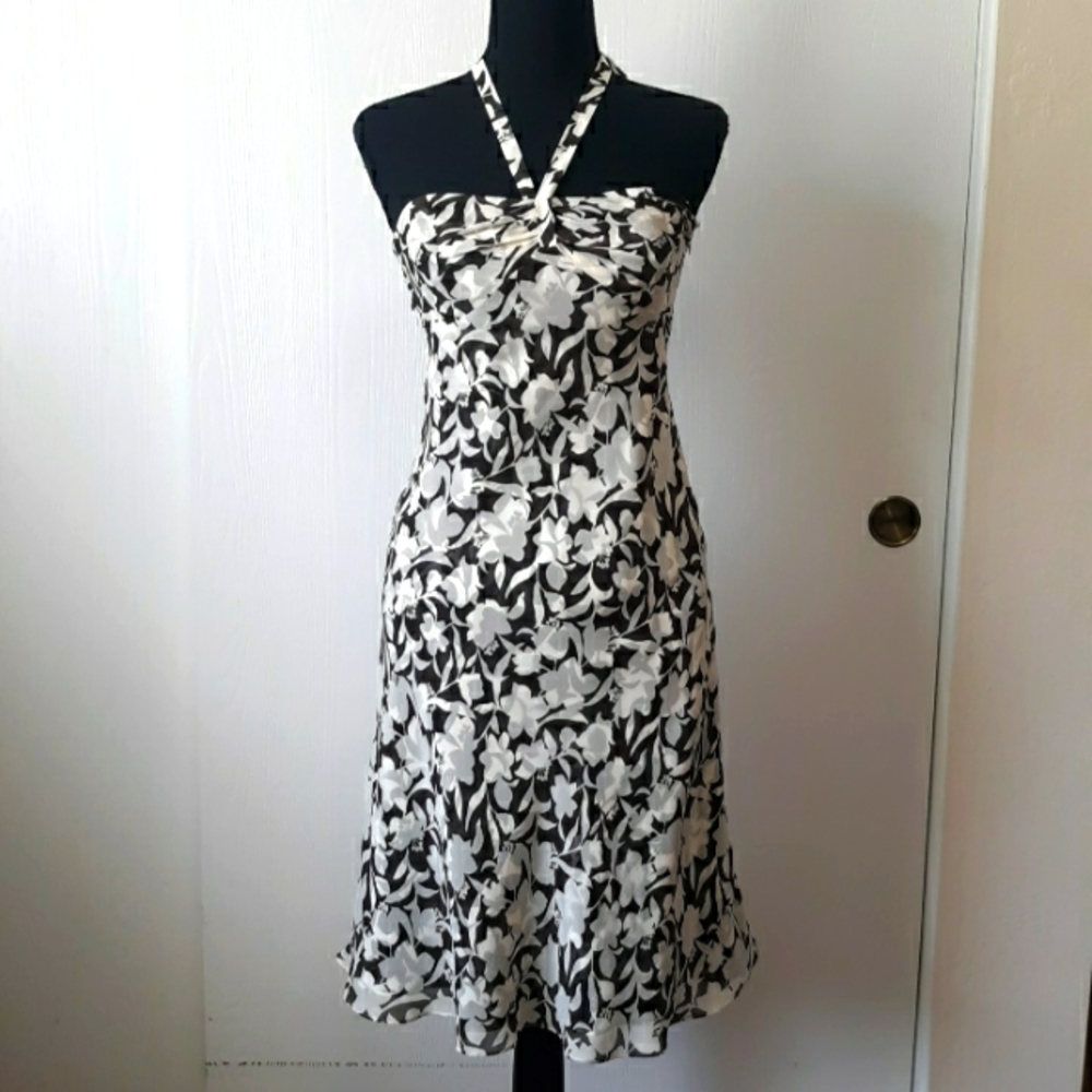 Ann Taylor Black and White Floral Dress